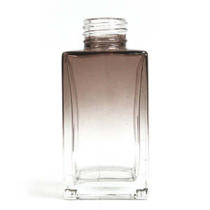 Glass Bottles And Accessories: 100ml Square Long Reed Diffuser Bottle with Silver Top - Charcoal