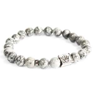 Gemstone Jewellery: Crown Ingot / Grey Agate - Gemstone Bracelet