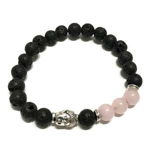Lava Stone Bracelets: Lava Stone Bracelet - Buddha Rose Quartz