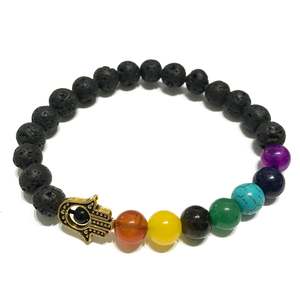 Lava Stone Bracelets: Lava Stone Bracelet - Hamsa Chakra