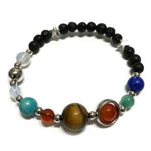 Lava Stone Bracelets: Lava Stone Bracelet - Silver Solar System