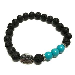 Lava Stone Bracelets: Lava Stone Bracelet - Leaf Turquoise