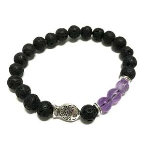 Lava Stone Bracelets: Lava Stone Bracelet - Fish Amethyst