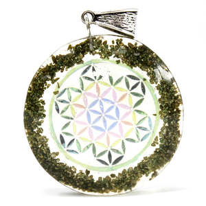 Orgonite Power Pendants: Orgonite Power Pendant - Greenstone Mandala