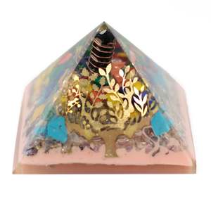 Lrg Orgonite Pyramid 70mm - Tree Earth Base