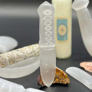 Selenite Chakra Ritual Knife - 20cm