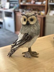 Ornaments Fairy Themed: Sisal Artificial Grey Owl - 28cm