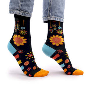 Hop Hare Bamboo Socks - Mandala Flowers S/M and M/L
