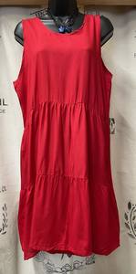 Dresses: Red Tunic Style Low Back Dress