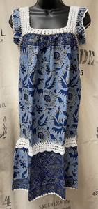 Dresses: Crochet Dress with Gold Detail - Blue