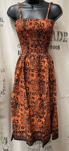 Dresses: Strappy Orange Bali Print Dress