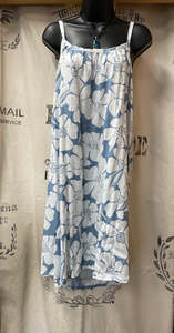 Dresses: Round Neck Strappy Dress - Grey/White