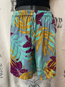 Shorts: Shorts - Grey Tropical Print