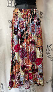 Patterned Skirt with Buttons