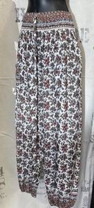 Long Pants: White Floral Print Pants