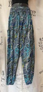 Paisley Print Pants - Blue