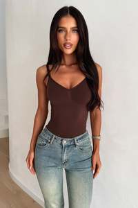Bodysuits: Joella Shapewear Bodysuit - Brown