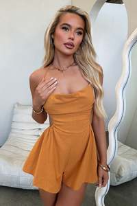 Colonia Backless Playsuit - Burnt Orange