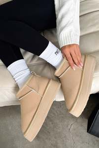 Shoes: Eesha Platform Boots - Sand