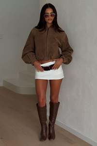 Outerwear: Yuki Bomber Jacket - Brown