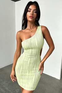Best Sellers: Trami One Shoulder Mini Dress - Green