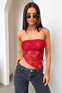 Maddison Lace Bandeau Top - Burgundy