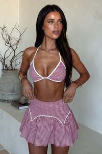 Festival: Betsey Bikini Top - Red Gingham