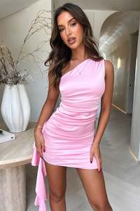 Saloni One Shoulder Mini Dress - Pink