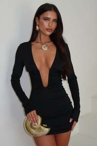 Harriet Long Sleeve Mini Dress - Black