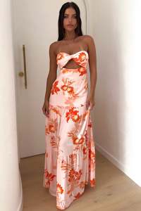 Summer Dresses: Giada Maxi Dress - Orange Floral