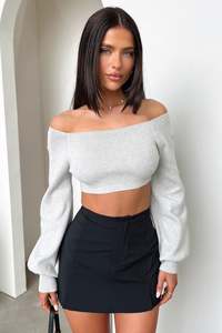 Sweaters Jumpers: Tuesday Cropped Knit - Grey