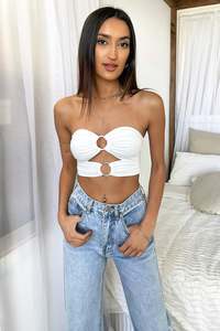 Strapless Tops: Mace Crop - White