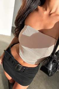 Strapless Tops: Rayna Crop - Nude