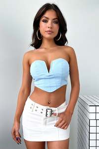 Strapless Tops: Kandice Bustier - Blue