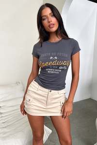 T Shirt Tees: Speedway Tee - Charcoal