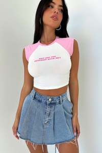 Basic Tops: Jarryd Baby Tee - Pink / White