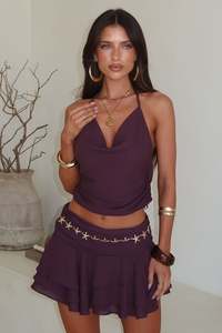 Camila Ruffle Mini Skirt - Brown