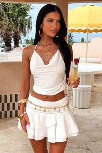 Bottoms 1: Camila Ruffle Mini Skirt - White