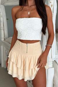Bottoms 1: Romina Mini Skirt - Beige