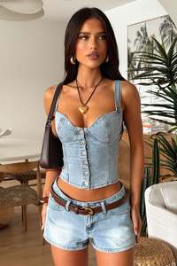 Shorts: Jocelyn Low Rise Shorts - Blue