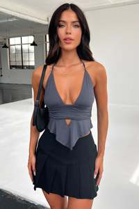 Latest: Calison Halter Crop - Charcoal