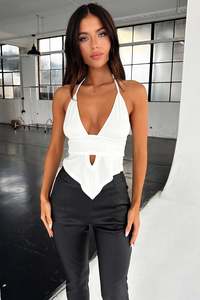 Calison Halter Crop - White