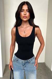 Bodysuits: Alisa Shapewear Bodysuit - Black