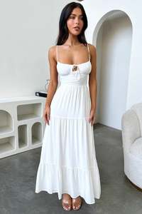 Formal Dresses: Allie Open Back Maxi Dress - White