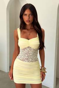 Mini Dresses 1: Calina Lace Mini Dress - Yellow