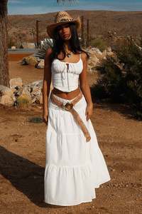 Back In Stock: Barbados Linen Maxi Skirt - White