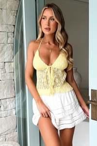 Cork Halter Top - Yellow