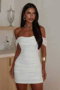 Mini Dresses: Nara Dress - White Sequin