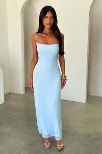 Nadine Lace-Up Back Maxi Dress - Baby Blue