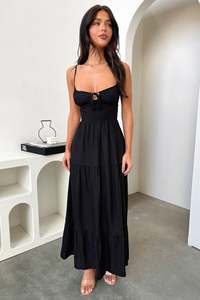 Allie Open Back Maxi Dress - Black